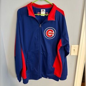 Majestic Chicago Cubs Full Zip Lightweight micro Fleece Lined Jacket Size XL